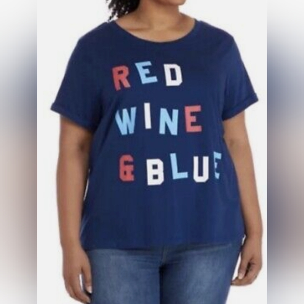 Fifth Sun Red Wine & Blue 4th of July T-shirt Tee